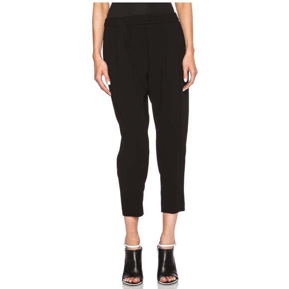 NEW! Nili Lotan M Slouchy Elastic Waist Dress Pants $495 Pull On Crop Black - Picture 11 of 11